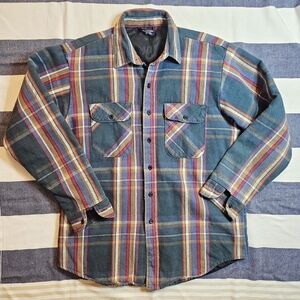 Vintage Mighty Mac Quilted Flannel Jacket Blue & Red Workwear Medium/Large